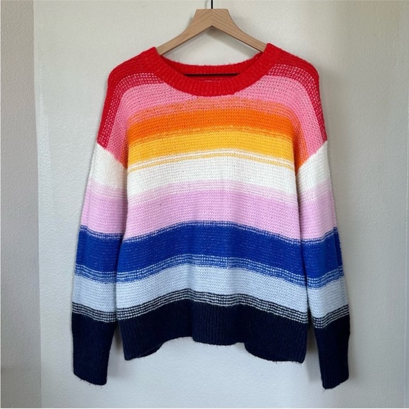 OLD NAVY M Spring Rainbow Oversized Textured Drop Shoulder Pullover Sweater - Picture 2 of 5